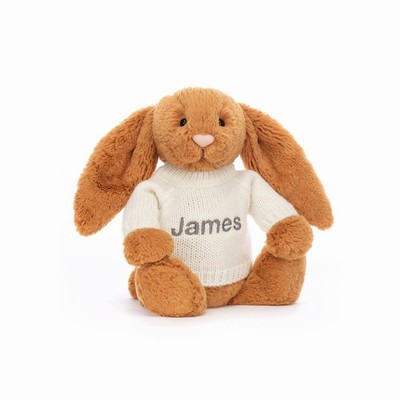 Jellycat Bashful Golden Bunny with Cream Jumper UK | 38041LGXK